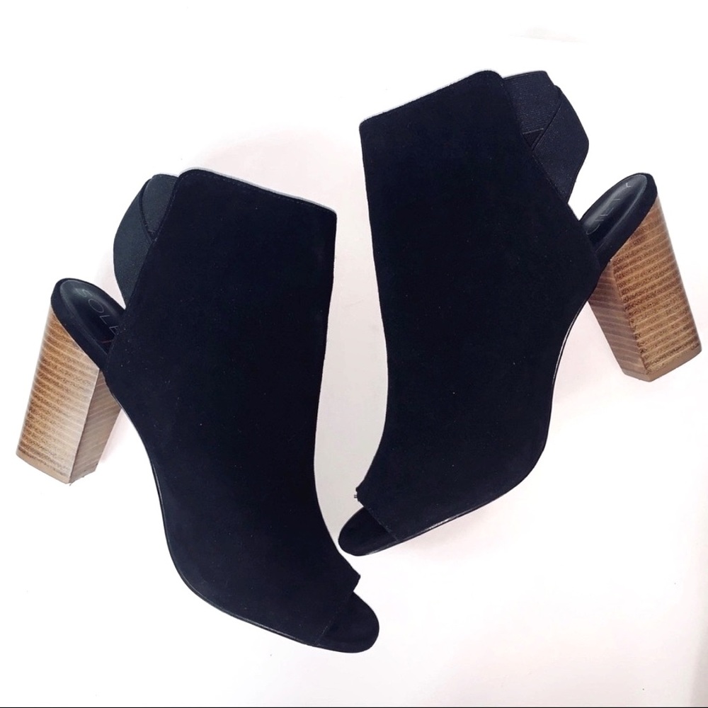 Sole society black slingback open toe suede heel